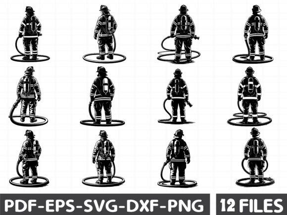 Firefighter Silhouette Graphics for Digital Sellers
