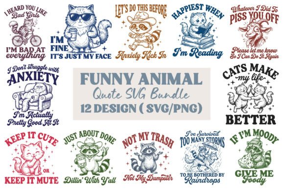 Fun Animal Quote SVG Bundle for Crafts and Graphics