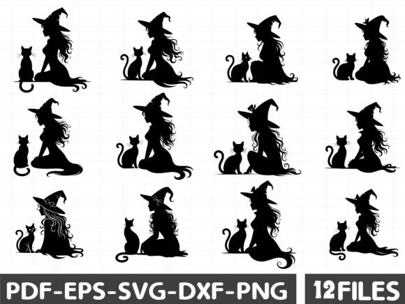 Halloween Black Cat, Witch SVG Graphics for Local Branding