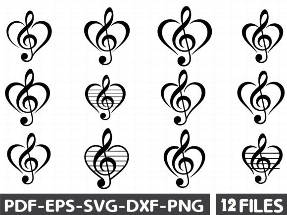 Love Music Notes Silhouettes Graphics