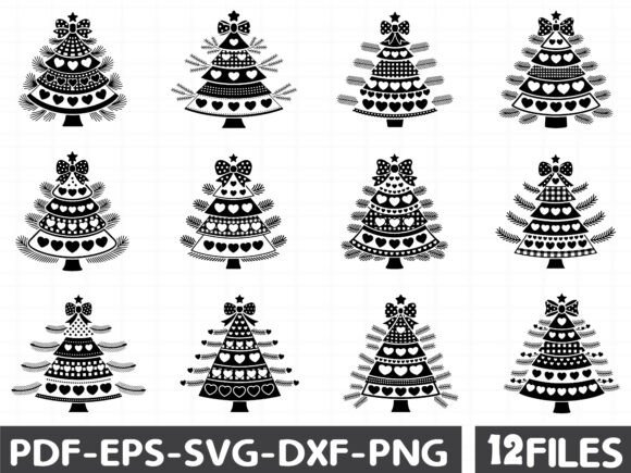 Retro Patchwork Christmas Tree Graphics