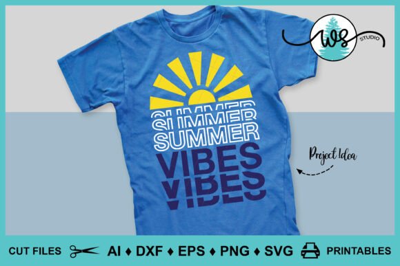 Summer Saying Quote Stacked Text Sun Ray Graphics